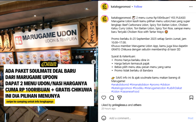 Promo Marugame (Instagram)